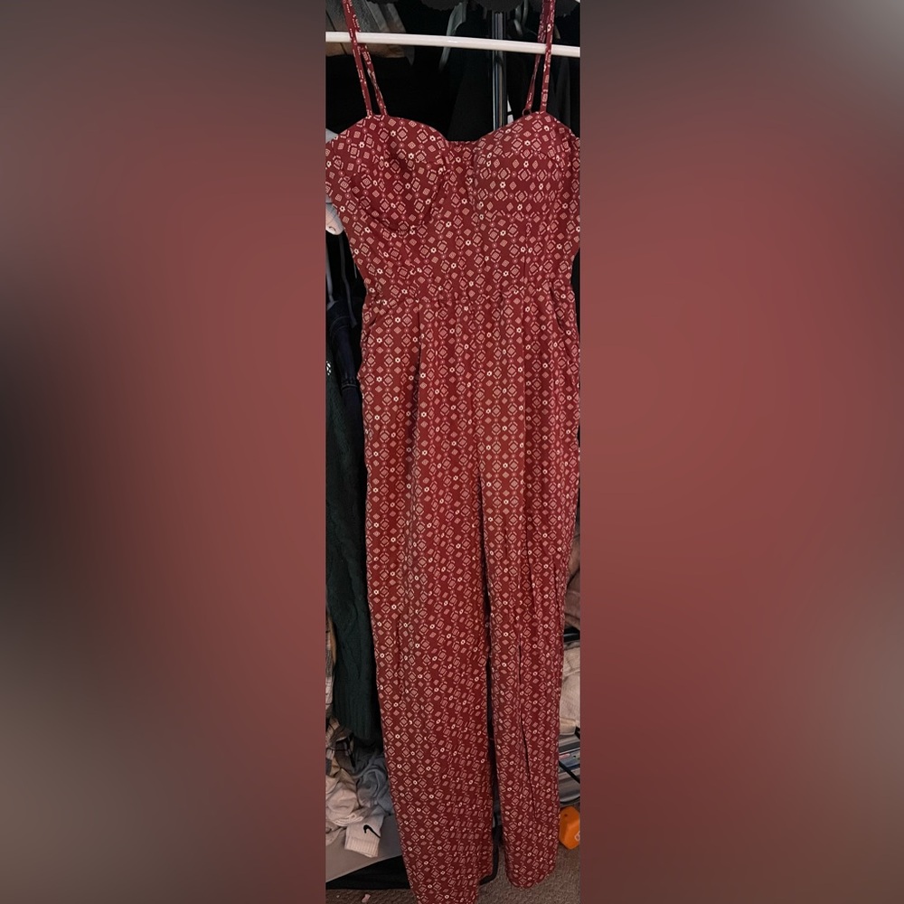 As U Wish Red and White Polka Dot Jumpsuit